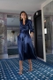 Bruma Satin Shirt-Dress in Navy Blue
