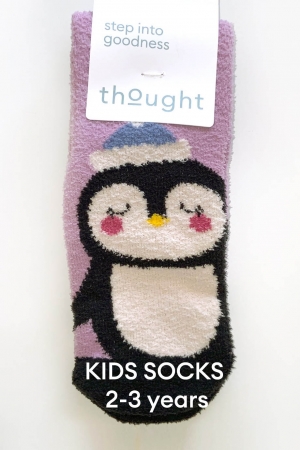 KIDS Billy Fluffy Penguin Socks in Lavender Purple