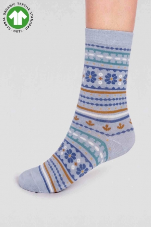 Waverly GOTS Organic Cotton Socks in Foam Blue