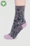 Winter Floral GOTS Organic Cotton Socks in Slate Grey