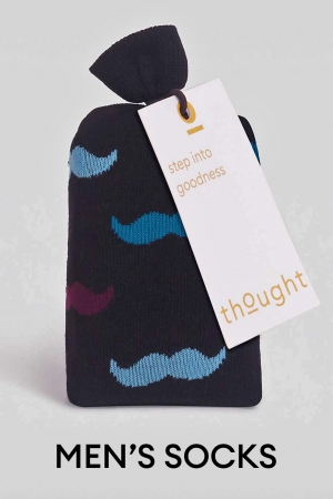 MENS 2 Pairs Clayton Moustache Socks Bamboo Organic Cotton in a Bag