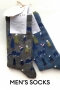 MENS Christmas Dinosaur 2 Organic Cotton Socks in Blue & Grey Marle