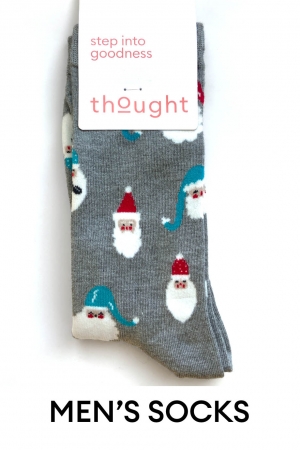 MENS Christmas Santa Bamboo Socks in Marle Grey