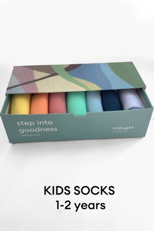 KIDS Pastel Rainbow 7 Bamboo Organic Cotton Socks in a Box