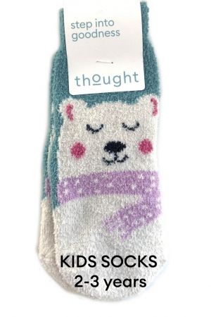 KIDS Billy Fluffy Penguin Socks in Eucalyptus Blue