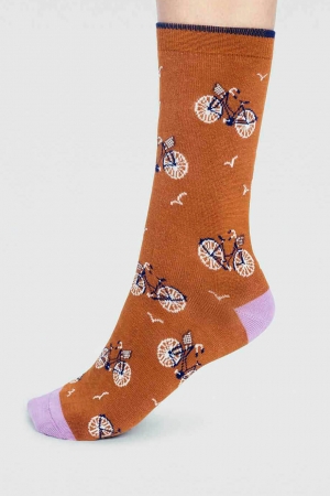Josie Bike Bamboo Organic Cotton Socks in Harvest Orange