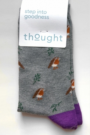 Eden Bird Bamboo Organic Cotton Socks in Grey Marle