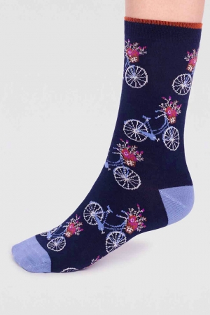 Josie Bike Bamboo Organic Cotton Socks in Navy