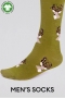 MENS Christmas Stag GOTS Organic Cotton Socks in Lichen Green