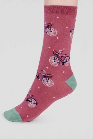 Josie Bike Bamboo Organic Cotton Socks in Dusty Rose Pink
