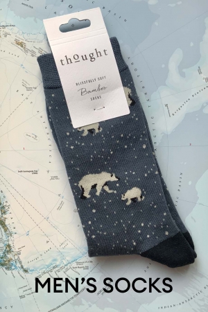 MENS Polar Bear Bamboo Organic Cotton Socks in Slate Blue