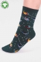 Skiing Penguins GOTS Organic Cotton Socks in Forest green