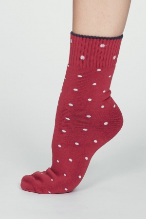 Walker Organic Cotton Thick Socks in Coral Red