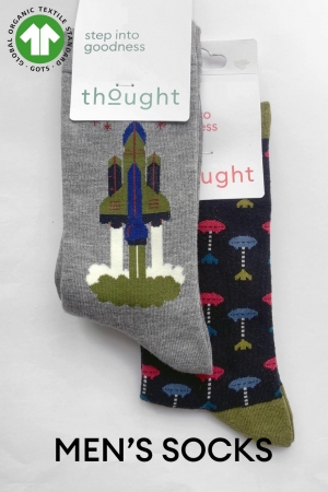 MENS Onyx Rocket 2 GOTS Organic Cotton Socks in Grey & Black
