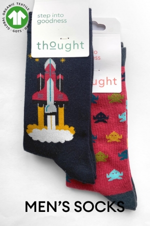 MENS Onyx Rocket 2 GOTS Organic Cotton Socks in Navy & Red