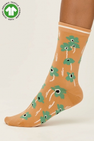 Poppies GOTS Organic Cotton Socks in Mango Yellow