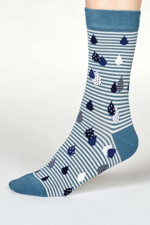 Raindrop Bamboo Socks in River Blue