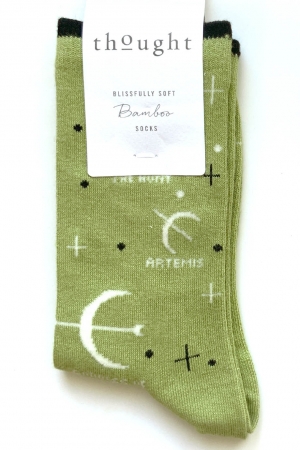 Artemis Goddess of The Hunt Bamboo Socks in Pea Green