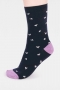Wren Bird Bamboo Organic Cotton Socks in Navy