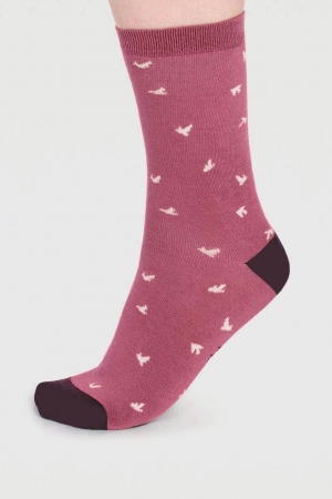 Wren Bird Bamboo Organic Cotton Socks in Dusty Rose Pink