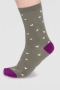 Wren Bird Bamboo Organic Cotton Socks in Olive Green