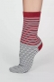 Isabel Double Stripe Bamboo Socks in Coral Red