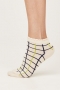 Contrast Check Bamboo Organic Cotton Ankle Socks in Cream