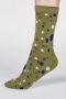 Lucile Spot Bamboo Organic Cotton Socks in Olive Green