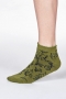 Gollie Floral Bamboo Organic Cotton Ankle Socks in Olive Green