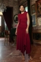 Iconic Gold Buckle Draped Dress in Bordeaux
