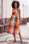 Seersucker Rainbow Check Cotton Dress