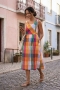 Seersucker Rainbow Check Cotton Dress