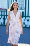 Cherry Print Lace Trim Cotton Dress in White