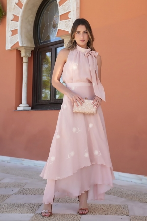 Set Taylor in Embroidery Voile Top & Skirt in Pink