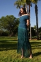 Ayla Bardot Neckline Fringe Dress in Teal