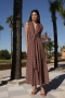 Galia Polka Dot Linen Effect Knot Dress in Choco