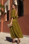 Set Rene in Pleated Fabric Top & Skirt in Olive