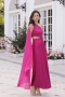 Escarlata Chiffon Shawl Lang Dress in Buganvilia