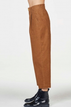 Poppie Organic Cotton Corduroy Pleated Culottes in Toffee Brown