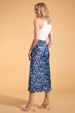 Renzo Midi Skirt in Blue 50s Floral