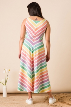 Margot Rainbow Stripe Cotton Dress