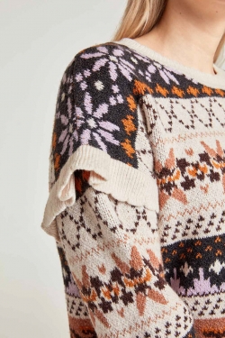 Alia Organic Cotton Blend Fluffy Fairisle Sweater