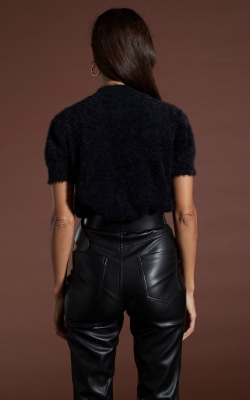 Millie Cropped Knit Top in Black