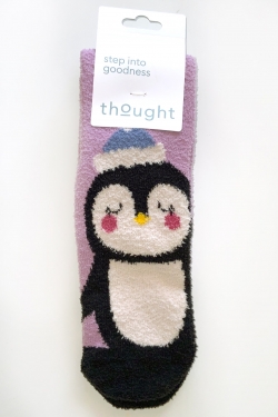 Billie Fuzzy Penguin Socks in Lavender Purple
