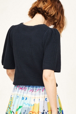 Perfect Organic Cotton Knit T-Shirt in Navy