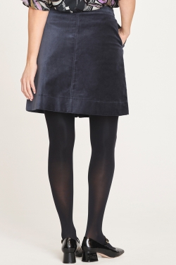 Aubrie Velvet Organic Cotton Mini Skirt in Slate Blue