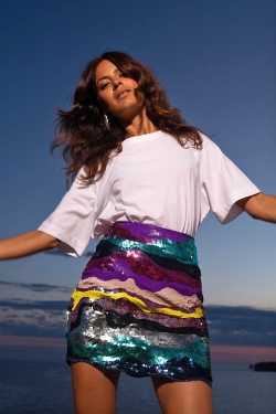 Zinnea Sequin Mini Skirt in Rainbow