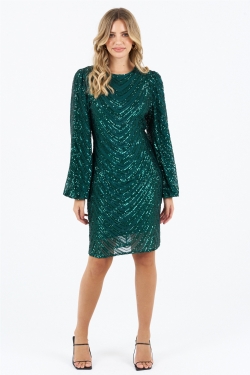 Kia Sequin Dress in Emerald Green
