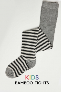KIDS Constance Bamboo Non-Slip Tights in Grey Stripe