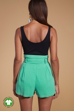 Nessie GOTS Organic Cotton High Waist Shorts in Mint